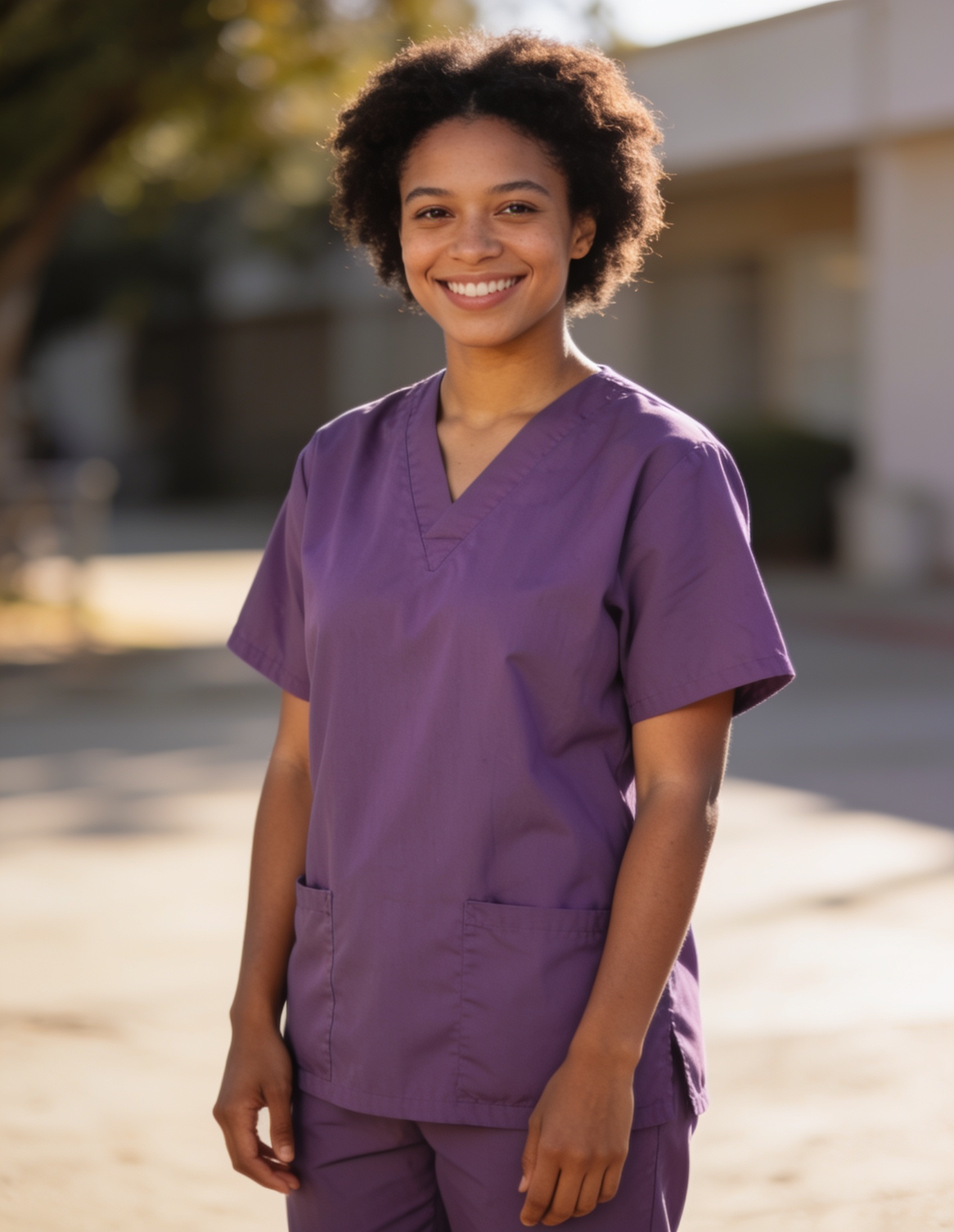 A smiling community health worker outdoors